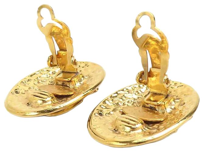 Orecchini a clip ovali placcati oro Chanel CC Gold - vista 11