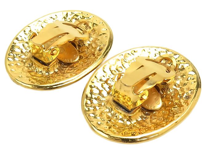 Orecchini a clip ovali placcati oro Chanel CC Gold - vista 12