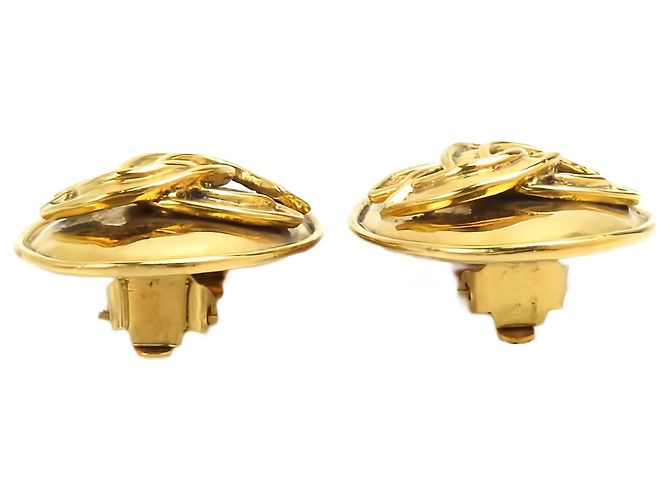 Orecchini a clip ovali placcati oro Chanel CC Gold - vista 13