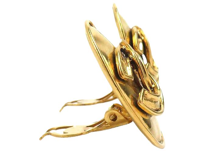 Orecchini a clip ovali placcati oro Chanel CC Gold - vista 9