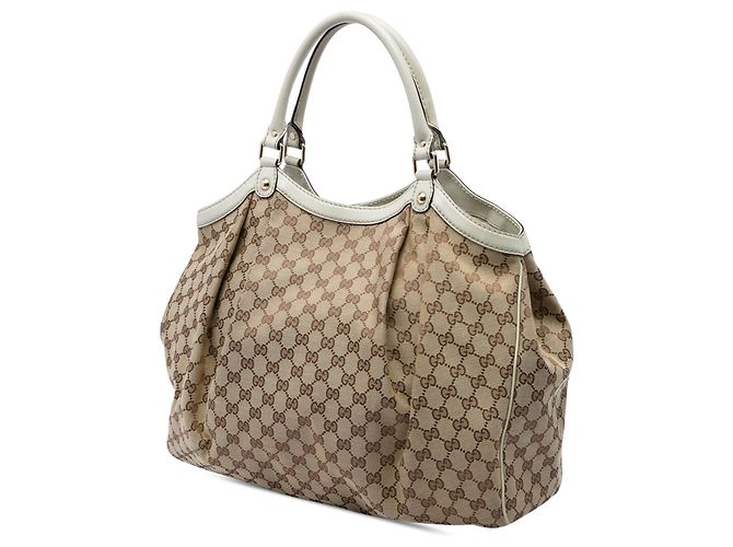 Borsa Tote Gucci Sukey Large GG Canvas Bianca - vista 2