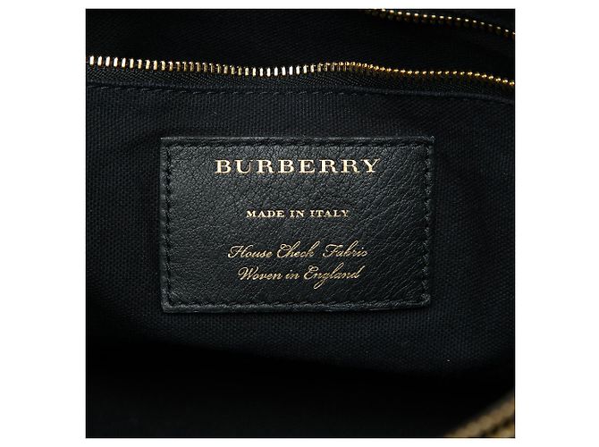 Borsa Satchel Banner Burberry Medium in pelle e House Check nera - vista 5