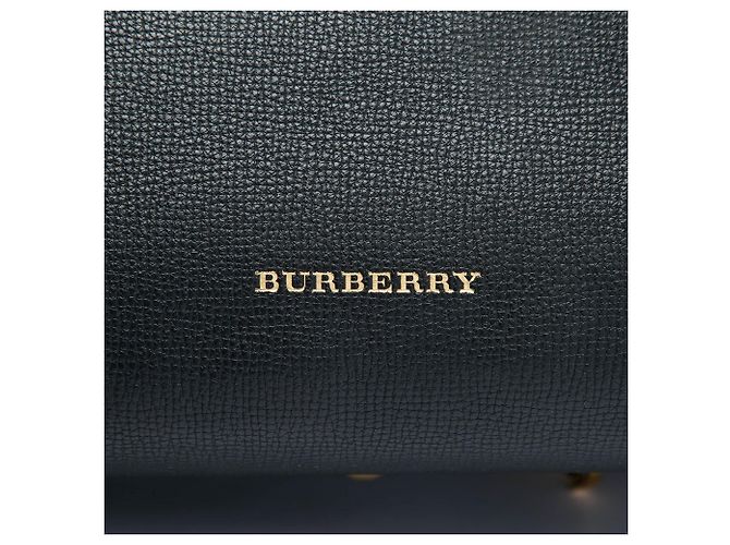 Borsa Satchel Banner Burberry Medium in pelle e House Check nera - vista 6