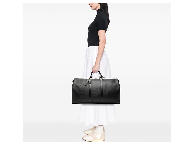 Sac de voyage Louis Vuitton Epi Keepall 55 Noir - vue 6