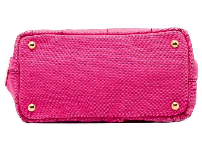 Borsa Tote Satchel Prada Small Canvas Canapa Logo Rosa - vista 3
