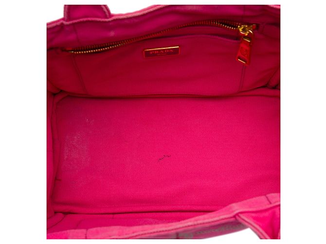 Borsa Tote Satchel Prada Small Canvas Canapa Logo Rosa - vista 4