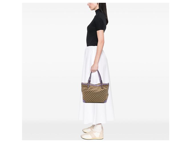 Borsa Tote Gucci Medium GG Canvas Craft Beige - vista 7