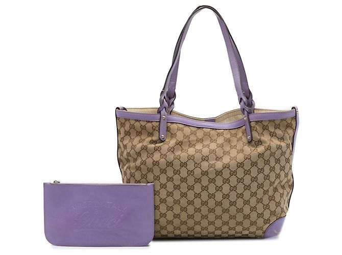 Borsa Tote Gucci Medium GG Canvas Craft Beige - vista 8