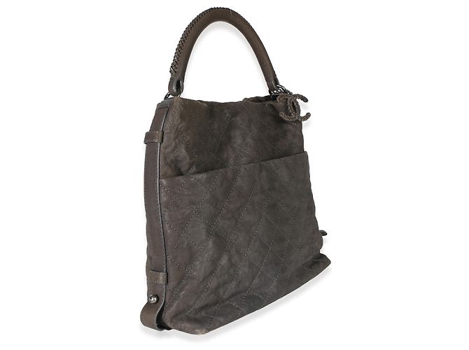Chanel Dark Grey Quilted Matte Caviar Boy Handle Hobo - Ansicht 4