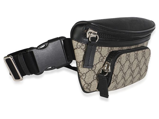 Borsa a cintura Gucci in tela GG Supreme nera e beige - vista 4