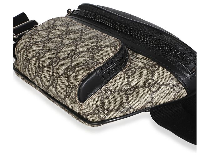 Borsa a cintura Gucci in tela GG Supreme nera e beige - vista 6