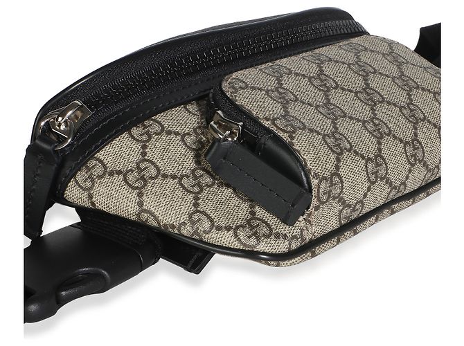 Borsa a cintura Gucci in tela GG Supreme nera e beige - vista 7