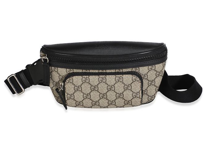 Borsa a cintura Gucci in tela GG Supreme nera e beige - vista 8