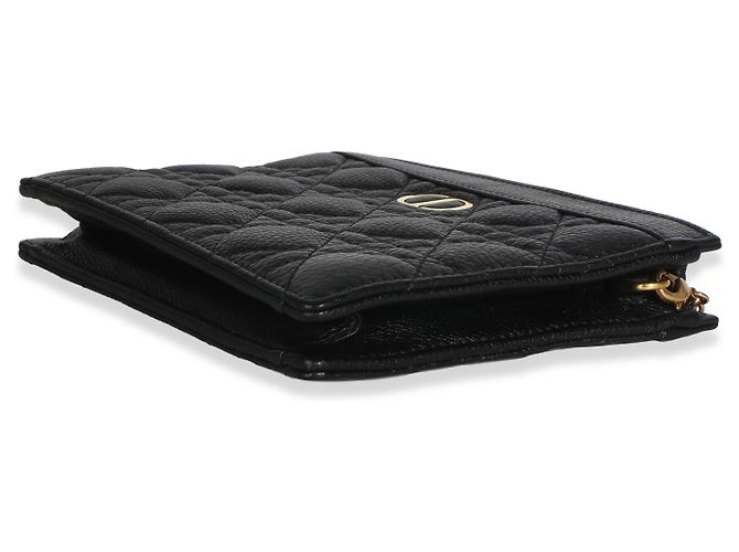 Pouch con zip e catena Caro in pelle di vitello Cannage nera Christian Dior - vista 6