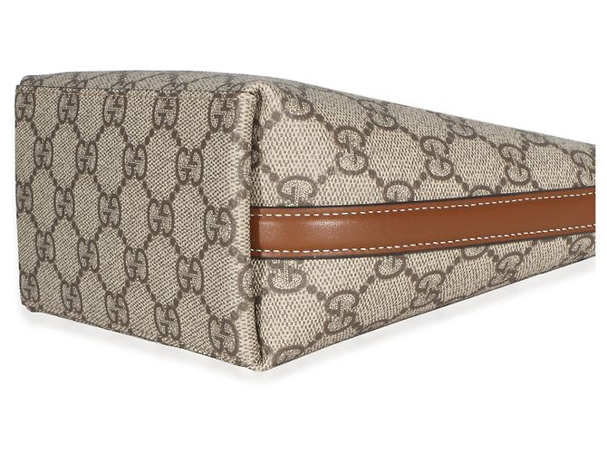 Borsa Bucket Nano Gucci Beige e Marrone Scuro GG Supreme Monogram Emblem - vista 5