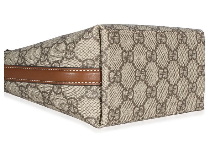 Borsa Bucket Nano Gucci Beige e Marrone Scuro GG Supreme Monogram Emblem - vista 6