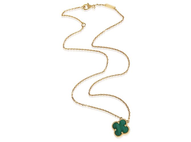 Pendente Vintage Alhambra in Malachite e Oro Giallo Van Cleef & Arpels - vista 3