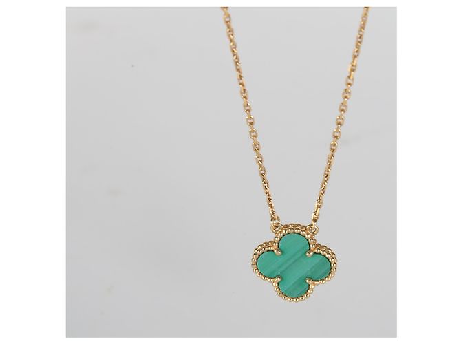Pendente Vintage Alhambra in Malachite e Oro Giallo Van Cleef & Arpels - vista 5