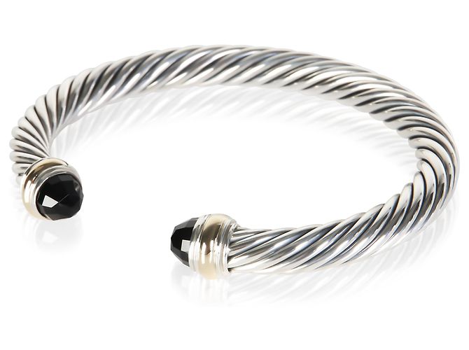 Bracciale Cable Classic David Yurman in oro giallo, argento sterling e onice 7mm - vista 3