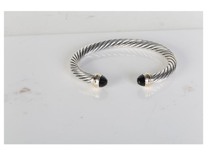 Bracciale Cable Classic David Yurman in oro giallo, argento sterling e onice 7mm - vista 5