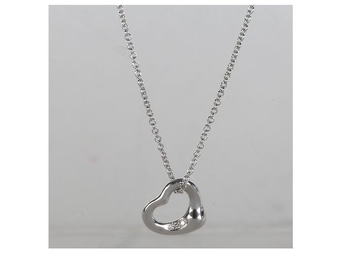 Pendente Cuore Aperto Elsa Peretti in Platino e Diamanti Tiffany & Co. - vista 5