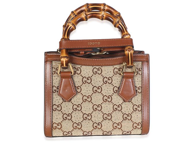 Borsa Mini Diana Tote Gucci Camel New Canvas Charisma in vitello e cristalli GG - vista 2