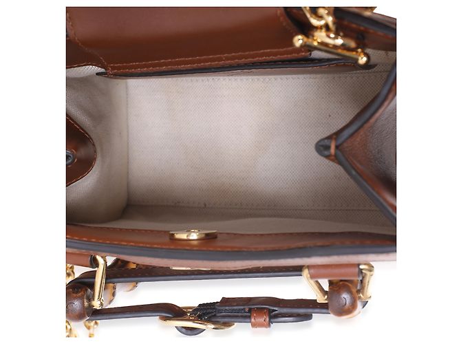 Borsa Mini Diana Tote Gucci Camel New Canvas Charisma in vitello e cristalli GG - vista 5