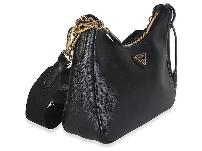 Borsa a tracolla Prada Re-Edition 2005 in Saffiano nero - vista 4