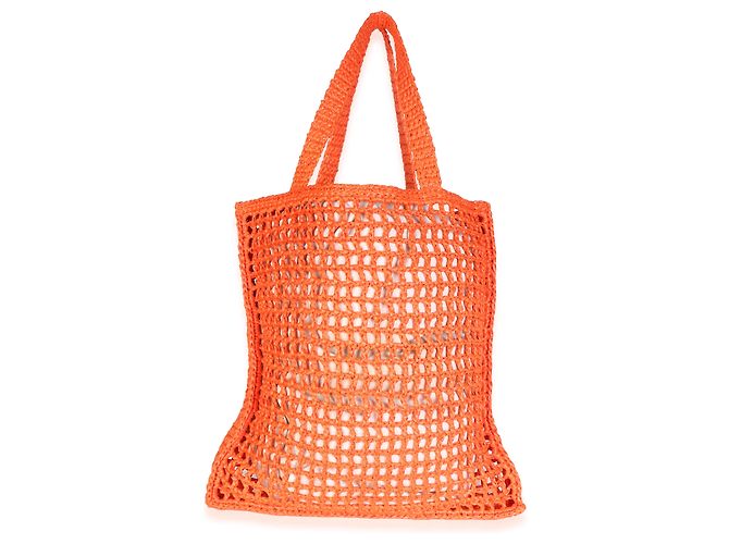 Prada Arancio Yarn Logo-Crochet-Tote mit Raffia-Effekt - Ansicht 2
