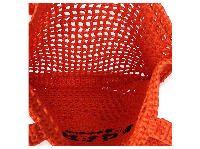 Prada Arancio Yarn Logo-Crochet-Tote mit Raffia-Effekt - Ansicht 5