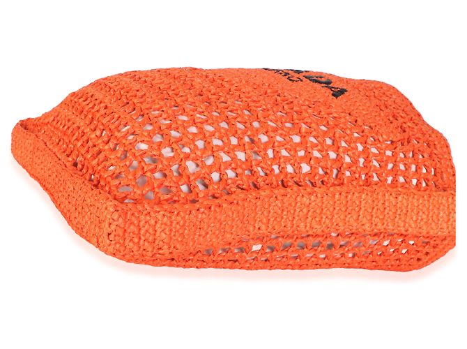 Prada Arancio Yarn Logo-Crochet-Tote mit Raffia-Effekt - Ansicht 6