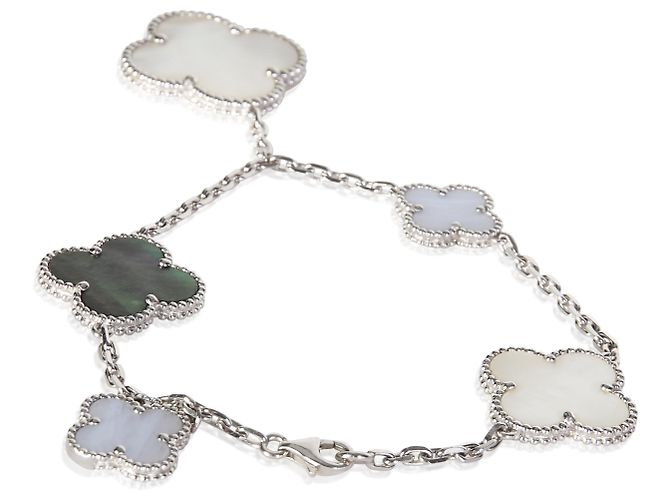 Van Cleef & Arpels Magic Alhambra Armband aus Weißgold, Perlmutt und Chalcedon - Ansicht 4