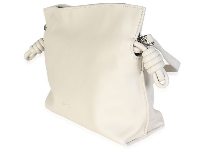 Clutch Mini Flamenco Loewe in pelle di vitello nappa bianca - vista 3