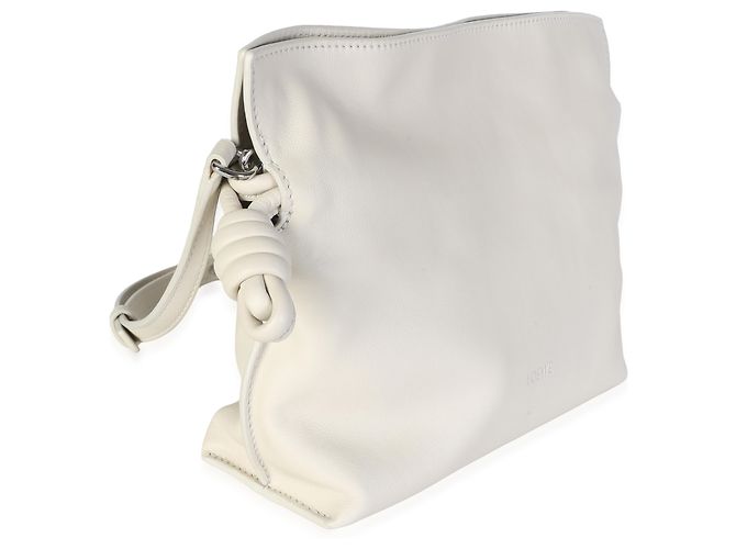 Clutch Mini Flamenco Loewe in pelle di vitello nappa bianca - vista 4