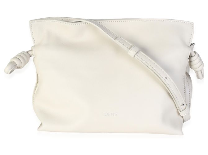 Clutch Mini Flamenco Loewe in pelle di vitello nappa bianca - vista 8
