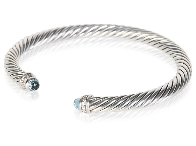 Bracciale Cable Classic David Yurman in argento sterling, topazio e diamante - vista 3