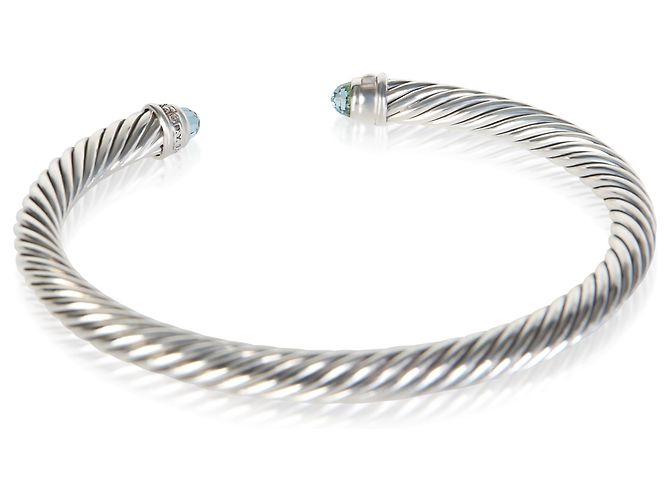 Bracciale Cable Classic David Yurman in argento sterling, topazio e diamante - vista 4