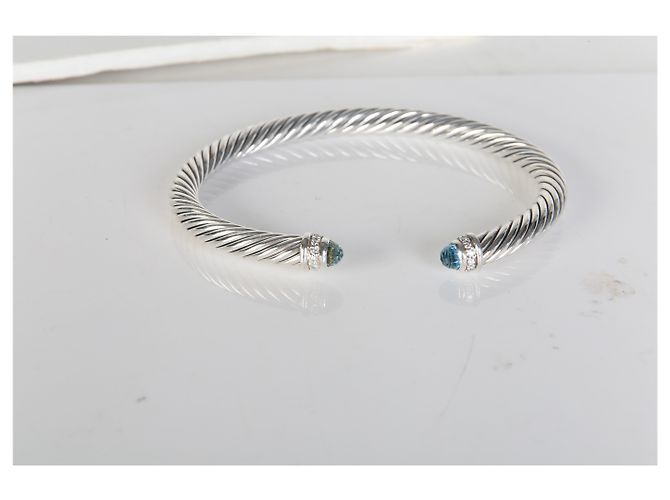 Bracciale Cable Classic David Yurman in argento sterling, topazio e diamante - vista 5