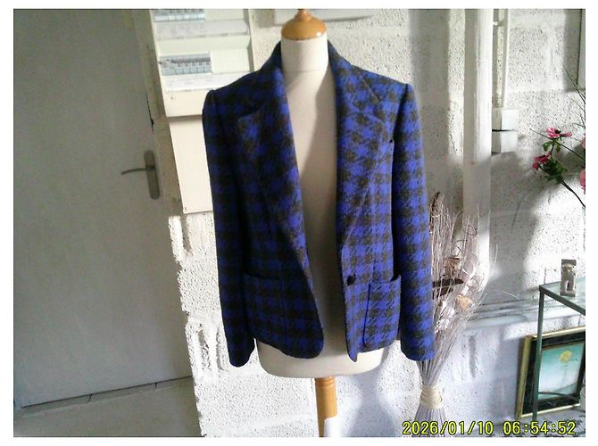 Autre Marque Fouks Giacca in lana a quadri blu e marroni - vista 8