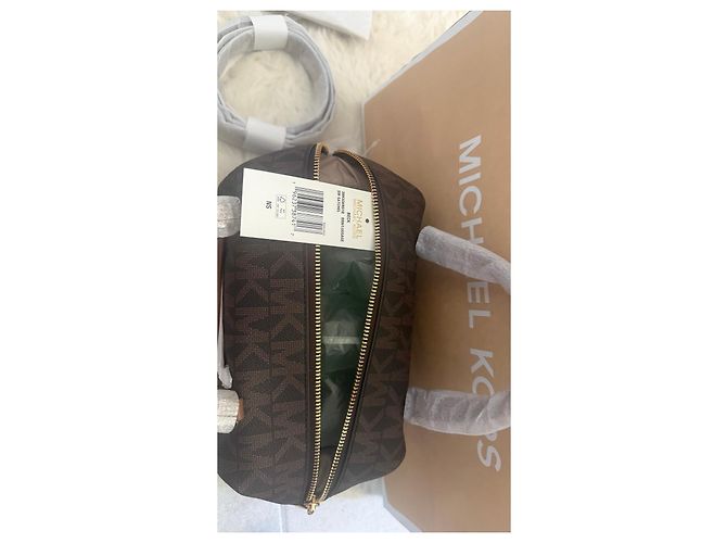 Michael Kors Borsa Bowling Monogramma Marrone - vista 7
