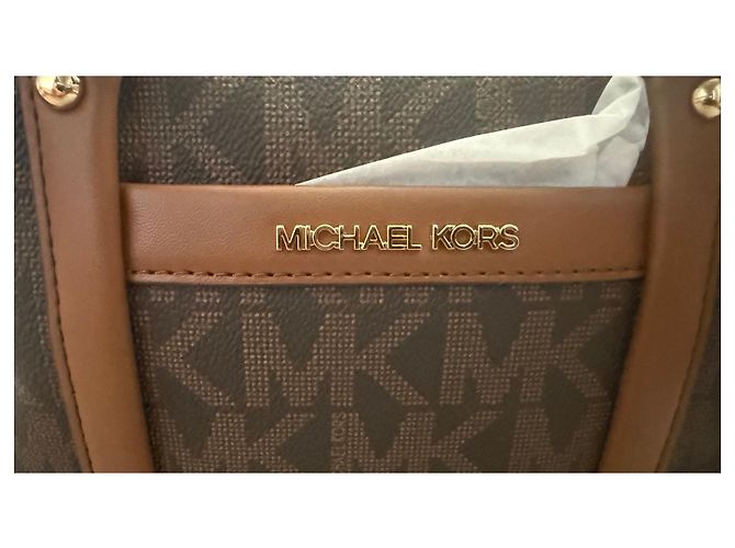Michael Kors Borsa Bowling Monogramma Marrone - vista 8