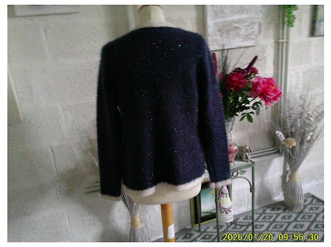 Autre Marque Flam Mode Marineblaue Strickjacke mit Glitzerfaden - Ansicht 5