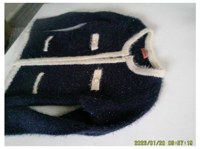 Autre Marque Flam Mode Marineblaue Strickjacke mit Glitzerfaden - Ansicht 6