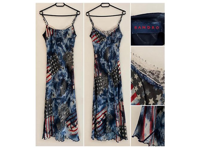 Sandro Vestido largo de viscosa estampado bandera estadounidense - vista 2