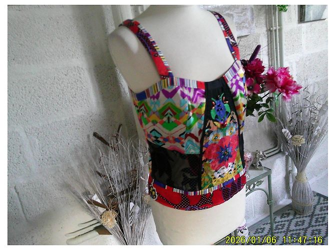 Leslie Amon Leslie Zephyr Multicolored Patchwork Silk Bustier - view 3