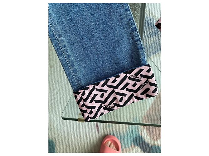 Versace Jeans Blu Denim con Motivo Greca Rosa - vista 3