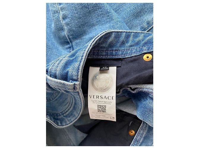 Versace Jeans Blu Denim con Motivo Greca Rosa - vista 4