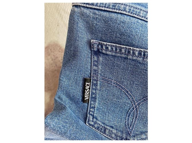 Versace Jeans Blu Denim con Motivo Greca Rosa - vista 8