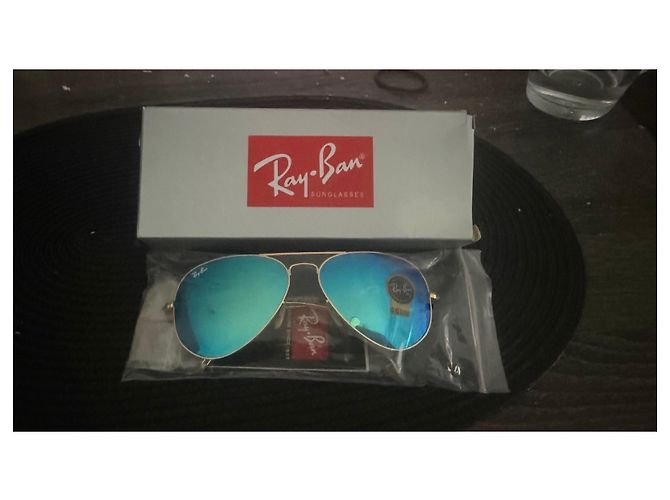 Ray-Ban Aviator Sonnenbrille Blau Spiegelglas - Ansicht 3