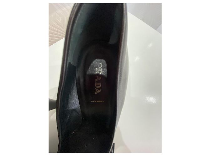 Prada Escarpins Cuir Marron Foncé - vue 4